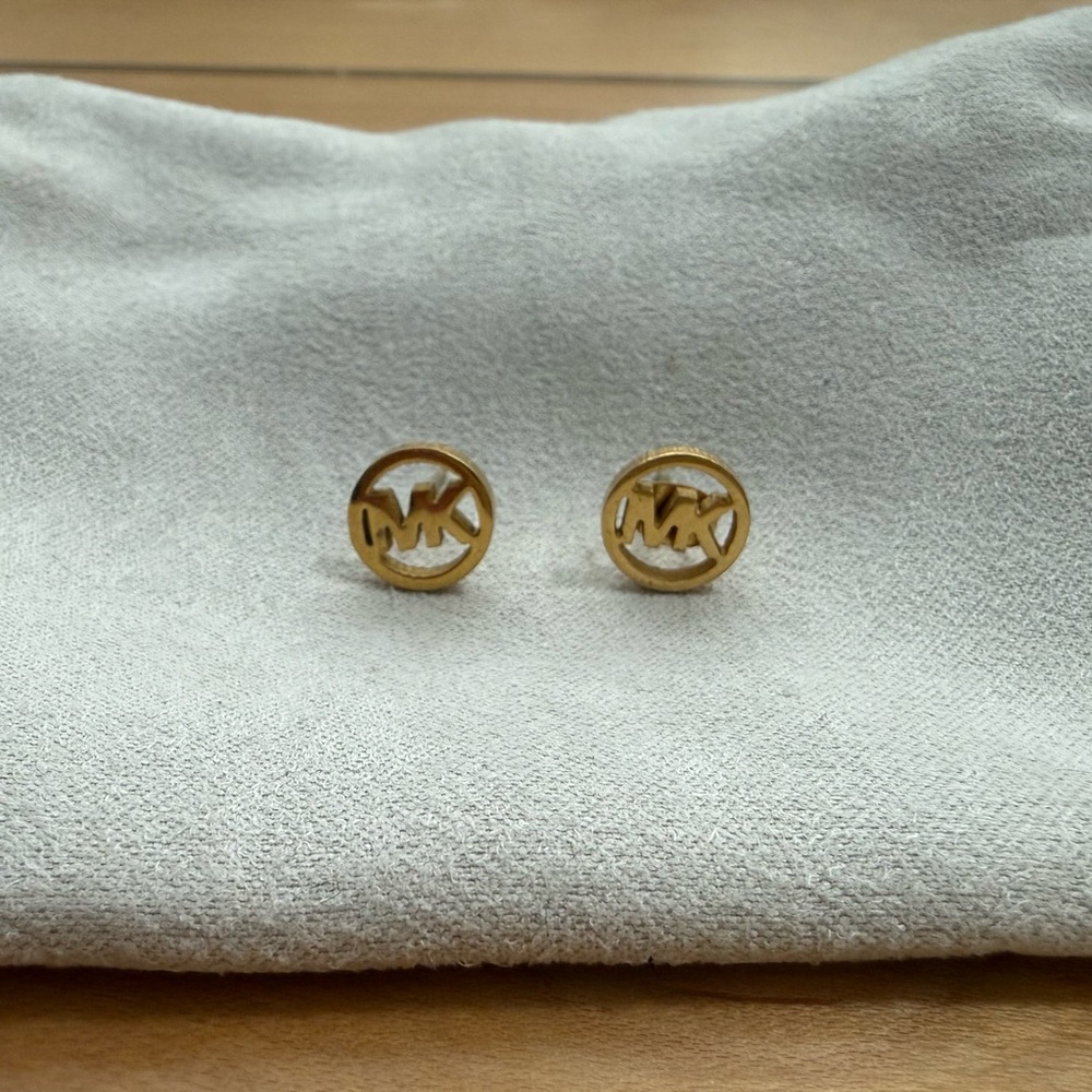 Michael Kors Gold Logo Circle Earrings